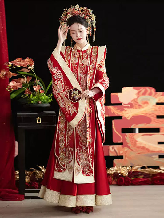 Oriental Poetic Charm · 2025 Luxury Longfeng Kwa | Slim-Fit Bridal Gown for Petite Brides