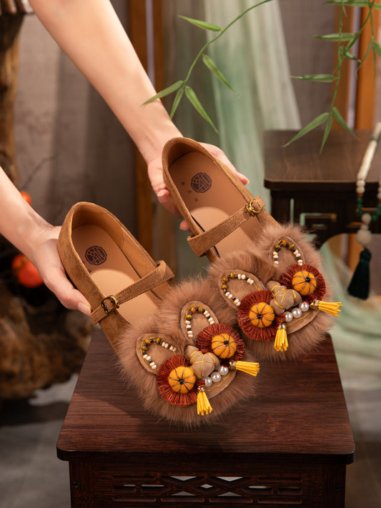 New Women’s Traditional Chinese Heritage Tiger-Head Mary Jane Shoes