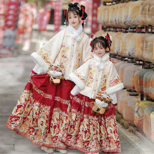 Dragon-Phoenix Harmony · 2025 Ming-Style Mother-Daughter Hanfu Set