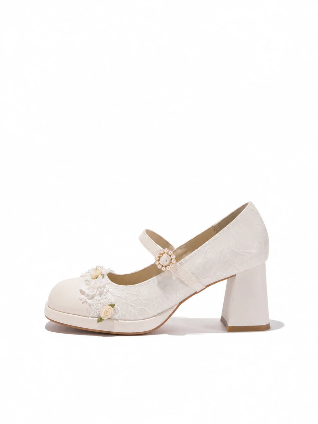 Vintage Jacquard Mary Janes - Block Heel Bridal Shoes, Handmade Lace Floral Coquette Pumps, Elegant Wedding Bridesmaid Heels