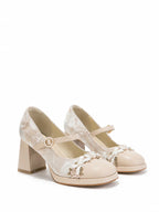 Blush Pink Lace Mary Jane Heels | Elegant Block Heel Wedding Pumps