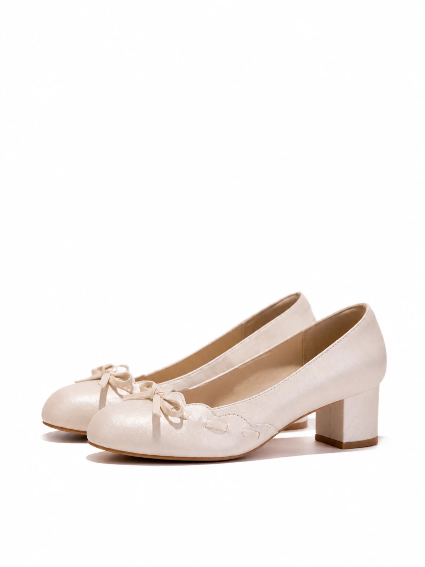 French Jacquard Mary Janes - Block Heel Wedding Shoes, Vintage Bow Pumps, Bridal Bridesmaid Heels, Elegant Cream Formal Footwear