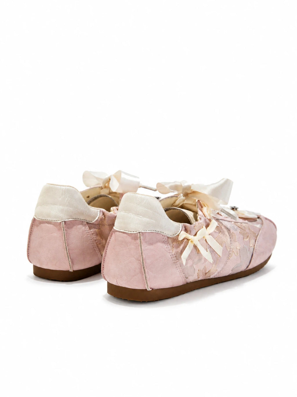 Sakura Glow Sneakers - Women's Pink Floral Bow Platform Shoes