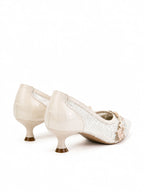 Lace Mesh Bow Kitten Heels | Elegant Wedding & Everyday Pumps