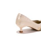 Vintage Chic Pumps - Women's Jacquard Satin Floral Embroidery Kitten Heels, Vintage Wedding Bridal Shoes, Handcrafted Pointed Toe Comfort Dress Shoes