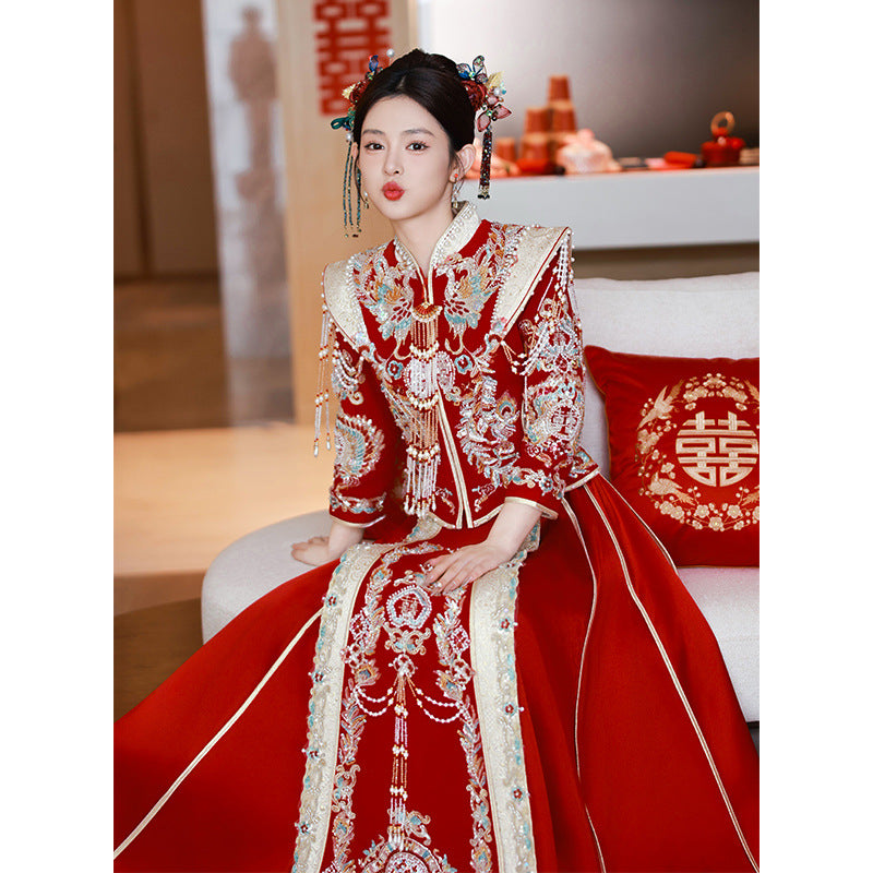 Opulent Velvet Collection · 2025 Plus Size Xiuhe Gown | Slim-Fit Chinese Wedding Dress for Curvy Brides
