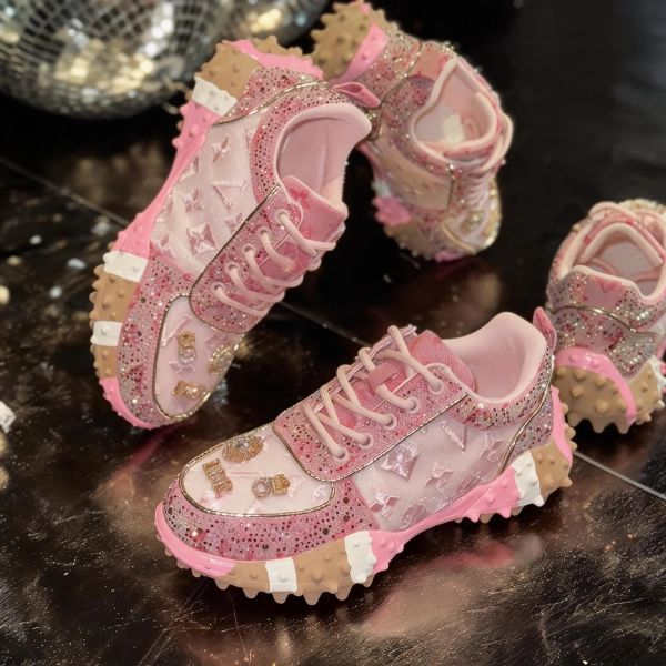 Fashionable sequined casual sports shoes, letter-patterned mesh sports shoes, women's comfortable trendy walking shoes, anti-slip outdoor shoes, long-lasting and comfortable to wear all day long