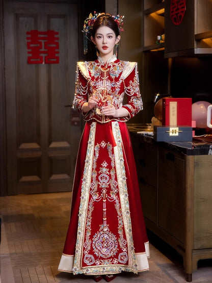 Opulent Velvet Collection · 2025 Plus Size Xiuhe Gown | Slim-Fit Chinese Wedding Dress for Curvy Brides