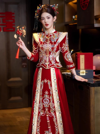 Opulent Velvet Collection · 2025 Plus Size Xiuhe Gown | Slim-Fit Chinese Wedding Dress for Curvy Brides