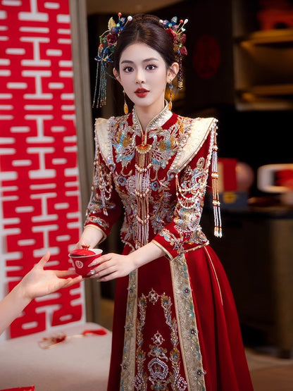 Opulent Velvet Collection · 2025 Plus Size Xiuhe Gown | Slim-Fit Chinese Wedding Dress for Curvy Brides