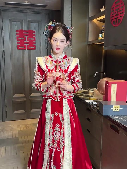 Opulent Velvet Collection · 2025 Plus Size Xiuhe Gown | Slim-Fit Chinese Wedding Dress for Curvy Brides