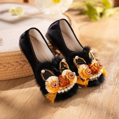 Women’s Chinese Tiger Head Shoes – Black Tiger Fortune Embroidery