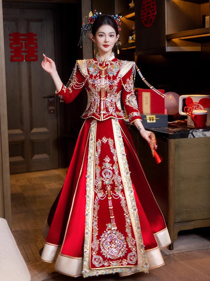 Opulent Velvet Collection · 2025 Plus Size Xiuhe Gown | Slim-Fit Chinese Wedding Dress for Curvy Brides