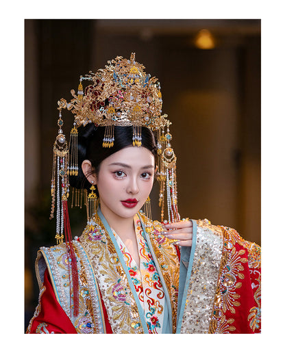 Elegant Chinese Phoenix Crown for Brides – Tassel Hanfu Wedding Headdress
