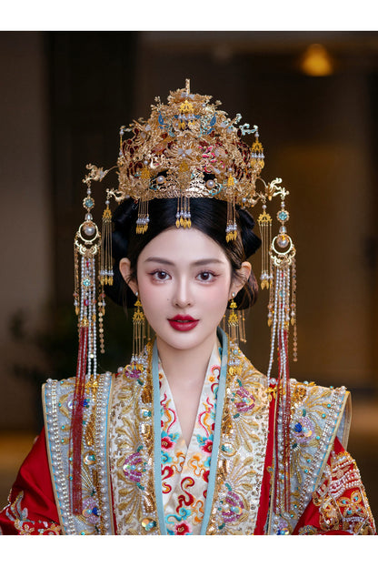 Elegant Chinese Phoenix Crown for Brides – Tassel Hanfu Wedding Headdress