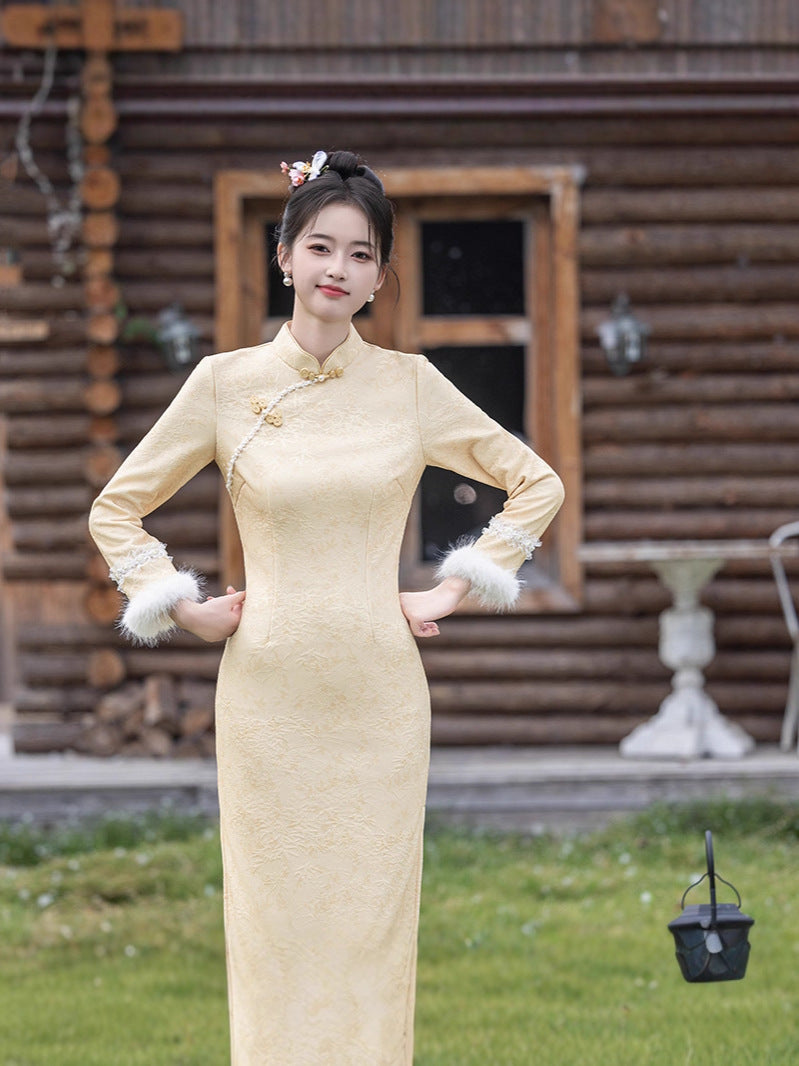 Golden Blossom · 2025 Winter Qipao with Fleece Lining