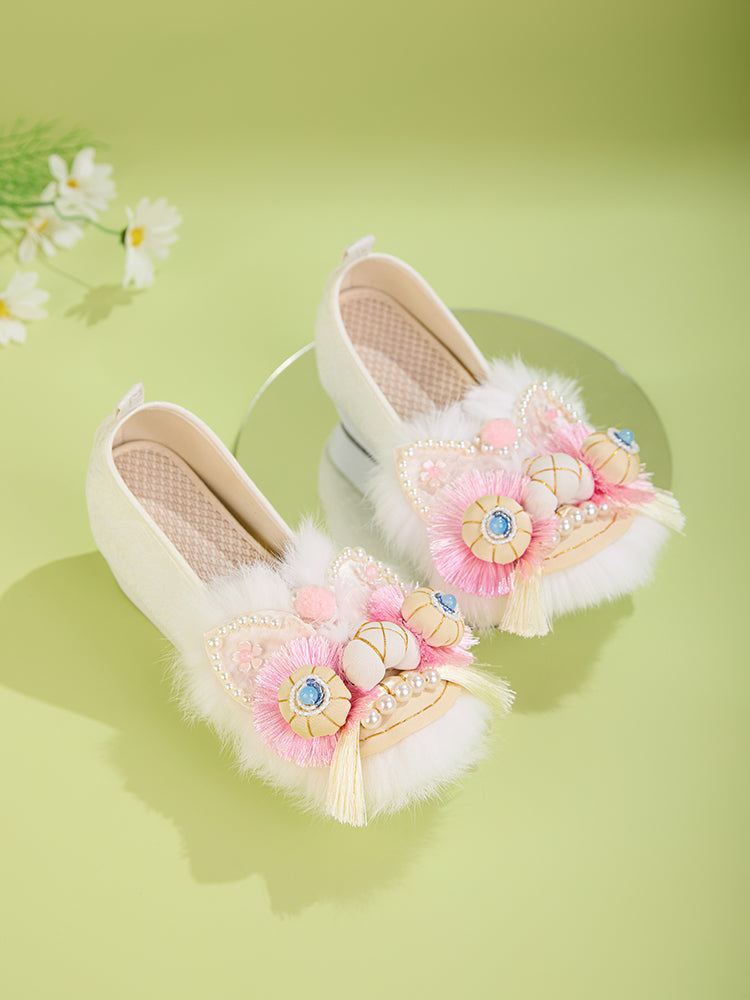 Pink Tiger Heirloom Shoes · Embroidered Hanfu Flats