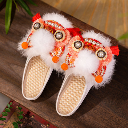 Awakening Lion Joy · 2025 Hand-Embroidered Tiger Slippers