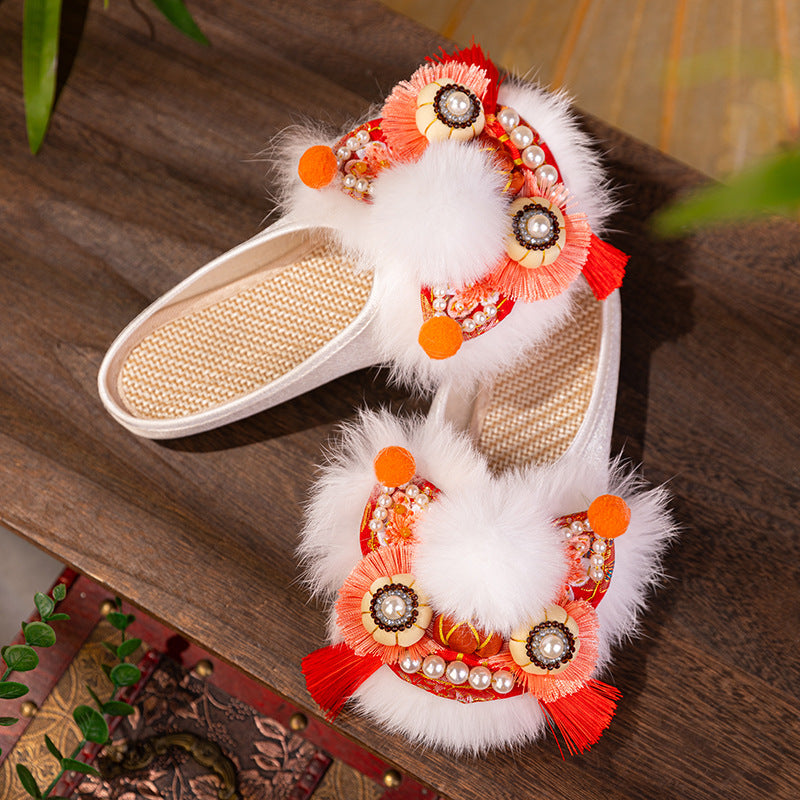 Awakening Lion Joy · 2025 Hand-Embroidered Tiger Slippers