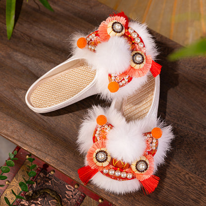Awakening Lion Joy · 2025 Hand-Embroidered Tiger Slippers