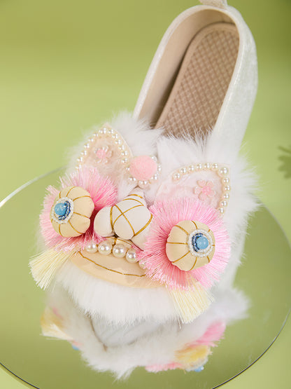 Pink Tiger Heirloom Shoes · Embroidered Hanfu Flats