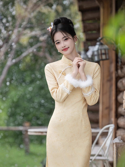 Golden Blossom · 2025 Winter Qipao with Fleece Lining