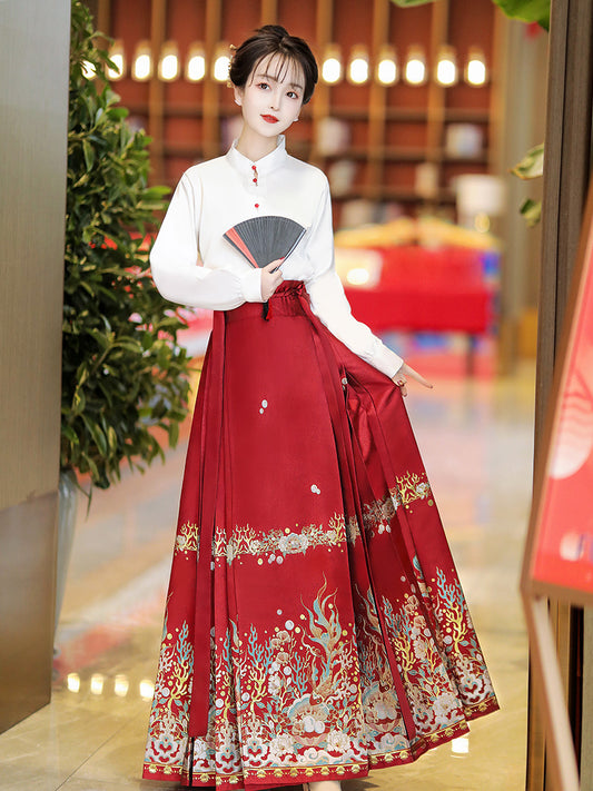 Leaping Joy · 2025 Ming-style Embroidered Ma Mian Skirt Set