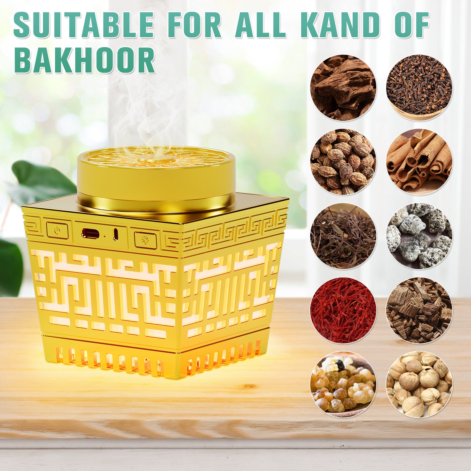 Smart Electric Bakhoor Burner & Quran Speaker with Azan Clock, Portable Oud Incense Heater with App/Remote Control, RGB Ambient Light for Home, Car, Hair & Clothes