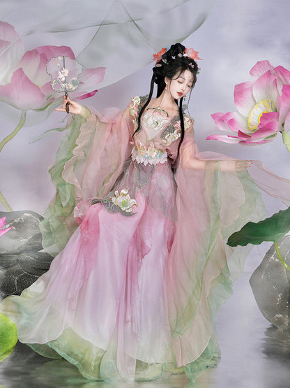 Lotus Fairy - New Hanfu Women's Set with Elegant Sleeves