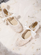 Mary Jane flats styled with dress for bridal look inspiration