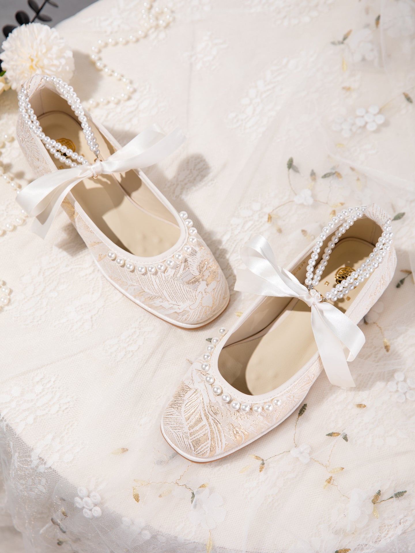 Mary Jane flats styled with dress for bridal look inspiration