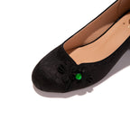 Chinoiserie Silk Pumps - Women's Vintage Jacquard Satin Block Heels, Comfortable Sheepskin Insole Floral Knot Evening Wedding Shoes