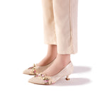 Vintage Chic Pumps - Women's Jacquard Satin Floral Embroidery Kitten Heels, Vintage Wedding Bridal Shoes, Handcrafted Pointed Toe Comfort Dress Shoes
