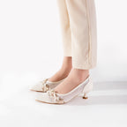 Lace Mesh Bow Kitten Heels | Elegant Wedding & Everyday Pumps