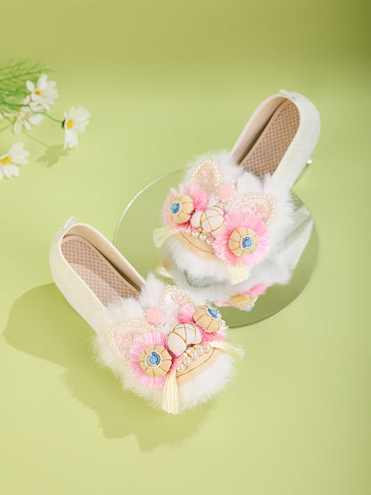 Pink Tiger Heirloom Shoes · Embroidered Hanfu Flats