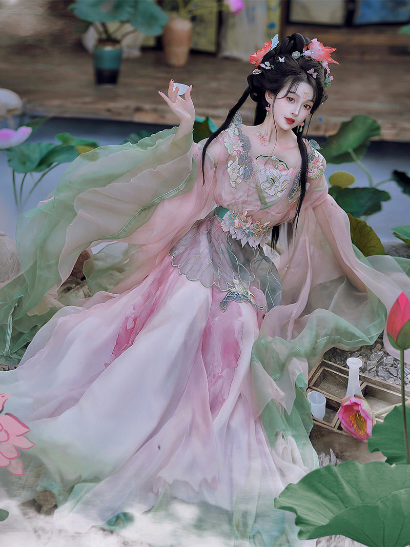 Lotus Fairy - New Hanfu Women's Set with Elegant Sleeves