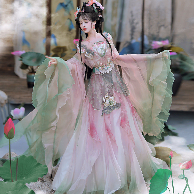 Lotus Fairy - New Hanfu Women's Set with Elegant Sleeves