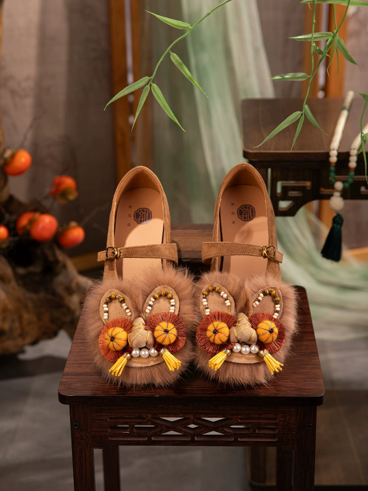 New Women’s Traditional Chinese Heritage Tiger-Head Mary Jane Shoes