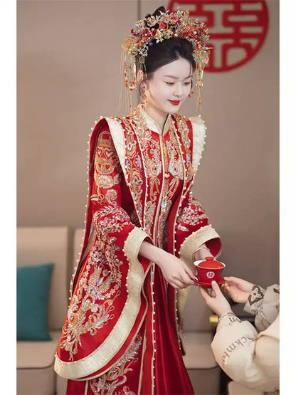 Oriental Poetic Charm · 2025 Luxury Longfeng Kwa | Slim-Fit Bridal Gown for Petite Brides