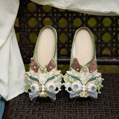 Intangible Cultural Heritage Handmade Dragon Head Shoes – Retro Trend Women’s Slippers