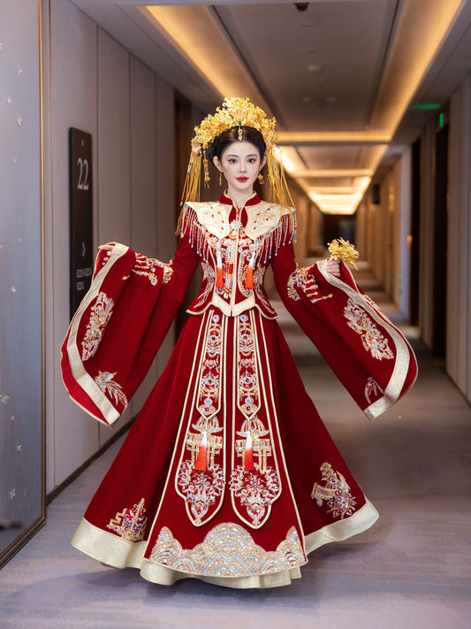 Xiuhe Fu Bride 2025 Wedding Dress – Luxurious Hanfu Bridal Ensemble