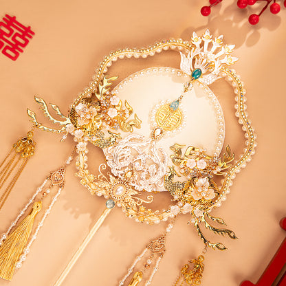 Golden Chinese Bridal Fan DIY Kit – Luxurious Hanfu Wedding Prop Gift Box