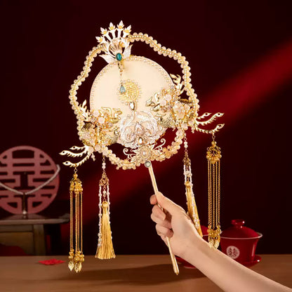 Golden Chinese Bridal Fan DIY Kit – Luxurious Hanfu Wedding Prop Gift Box