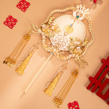 Golden Chinese Bridal Fan DIY Kit – Luxurious Hanfu Wedding Prop Gift Box