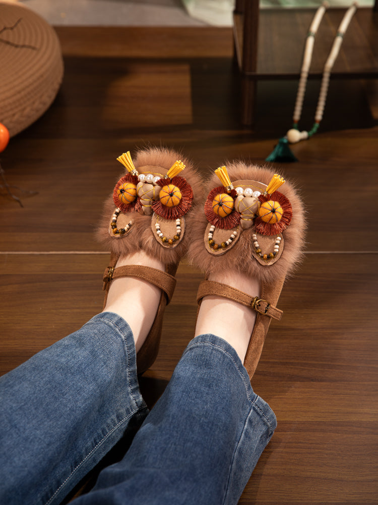 New Women’s Traditional Chinese Heritage Tiger-Head Mary Jane Shoes