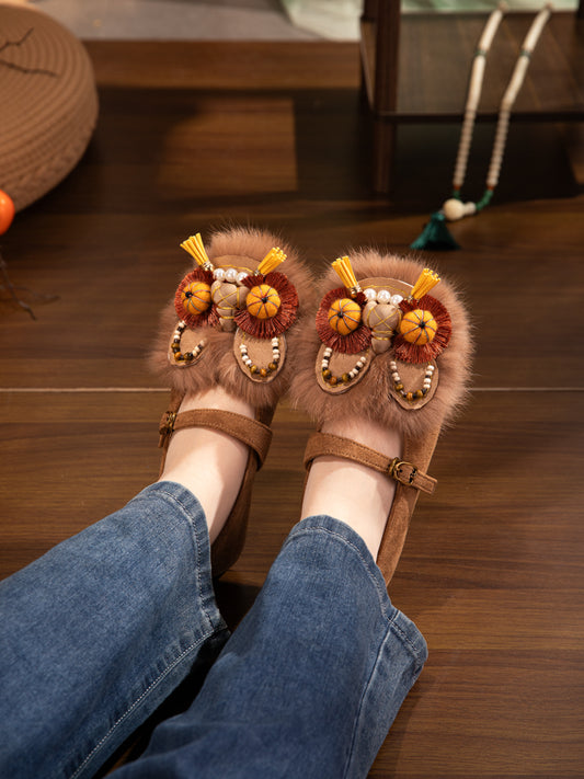 New Women’s Traditional Chinese Heritage Tiger-Head Mary Jane Shoes