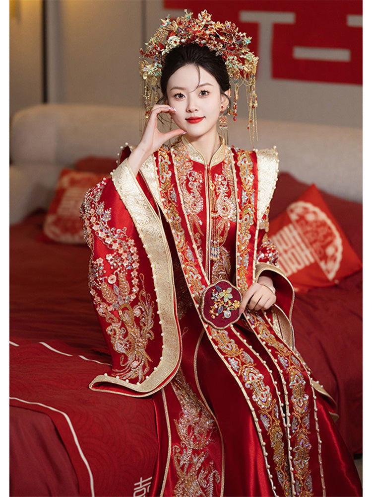 Oriental Poetic Charm · 2025 Luxury Longfeng Kwa | Slim-Fit Bridal Gown for Petite Brides