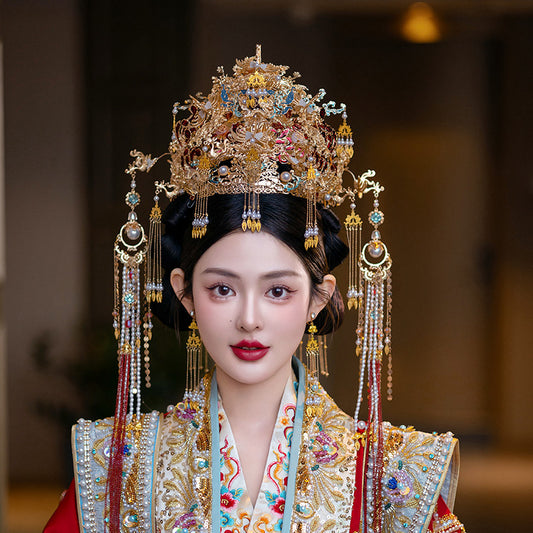 Elegant Chinese Phoenix Crown for Brides – Tassel Hanfu Wedding Headdress