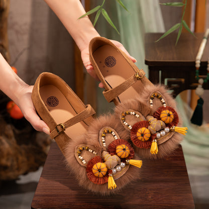 New Women’s Traditional Chinese Heritage Tiger-Head Mary Jane Shoes