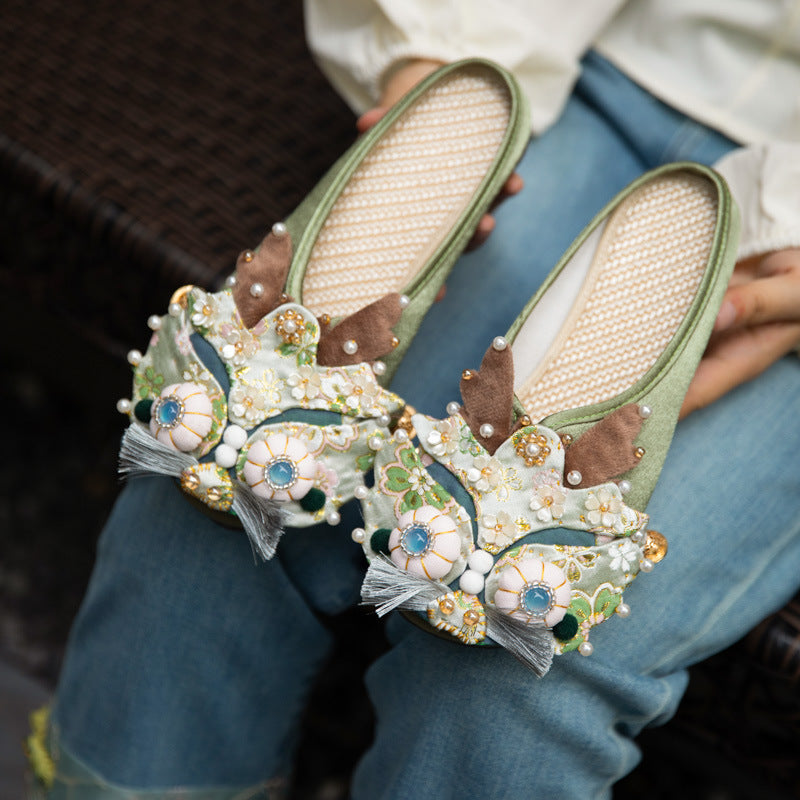 Intangible Cultural Heritage Handmade Dragon Head Shoes – Retro Trend Women’s Slippers